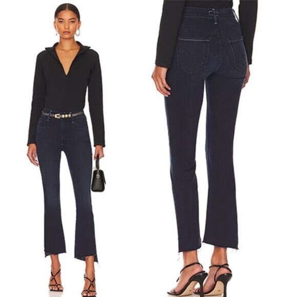 NWT Mother Insider Crop Step Fray Raw Cut Jeans Night Tripper Size: 27 - Picture 1 of 9